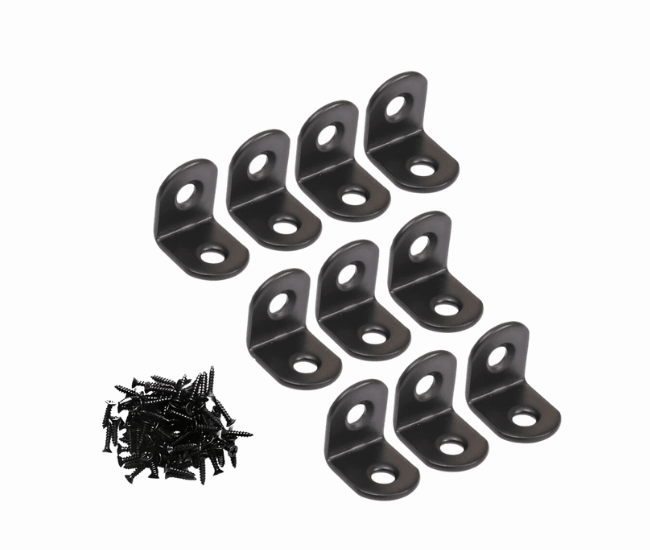 10 Sets of Black Metal Fixed Joint L-Shaped Brackets