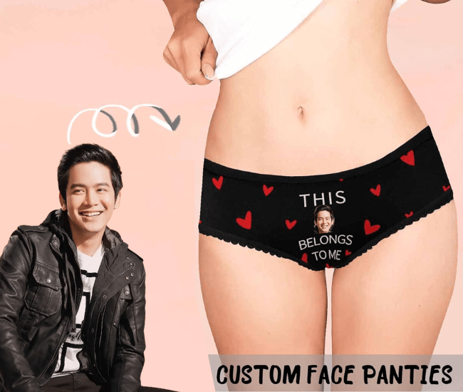 Custom Photo Boyfriend Husband Face on Women's All Over Print High-Cut Briefs Panties