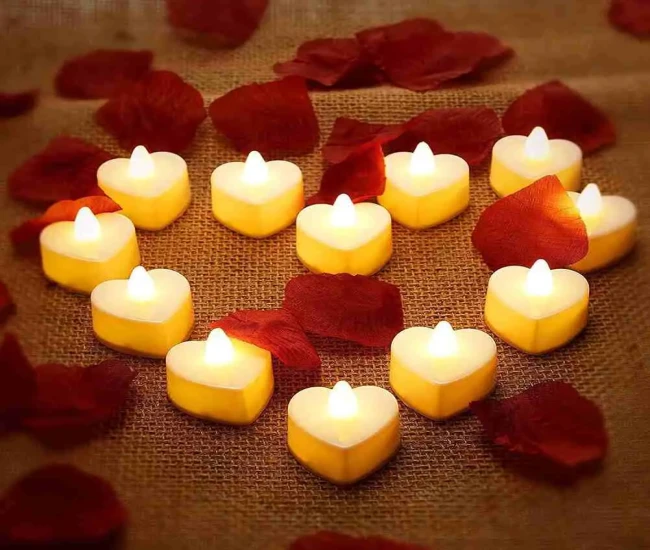 LED Heart Tealight Candles