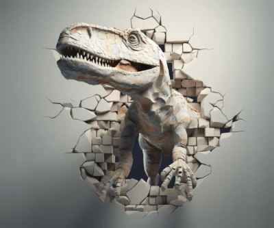 3D Dinosaur Break-Through Wall Decals